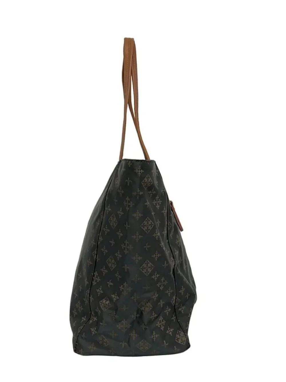 russet Dark Gray Pink Beige Nylon Leather Tote Bag